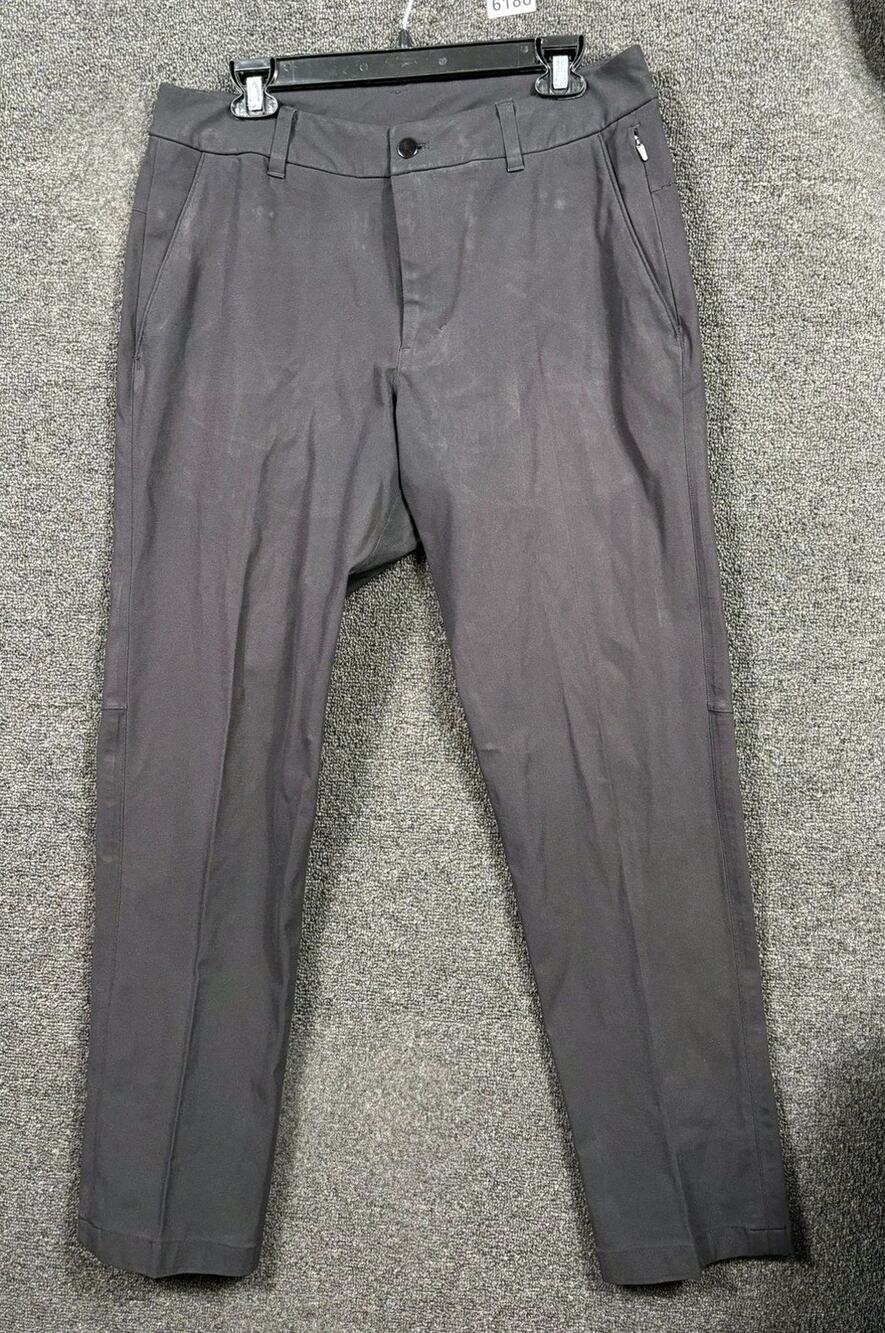Lululemon Performance Dress Chino Pant Mens 32 Charcoal Gray Stretch Zip Pocket